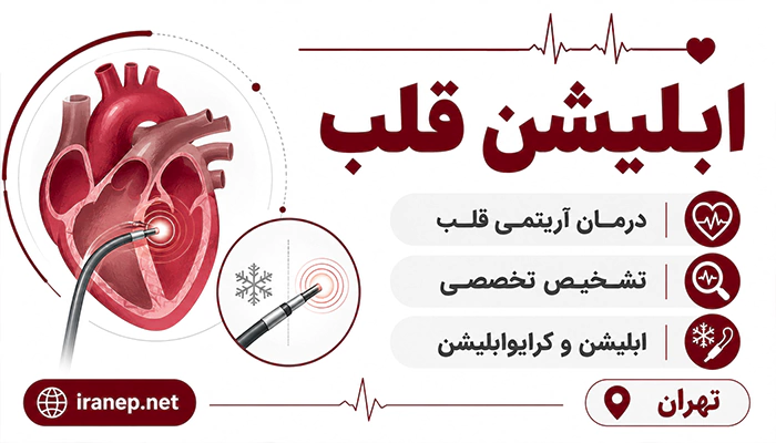 اینفوگرافیک ابلیشن قلب برای درمان آریتمی قلب و تشخیص تخصصی در تهران
