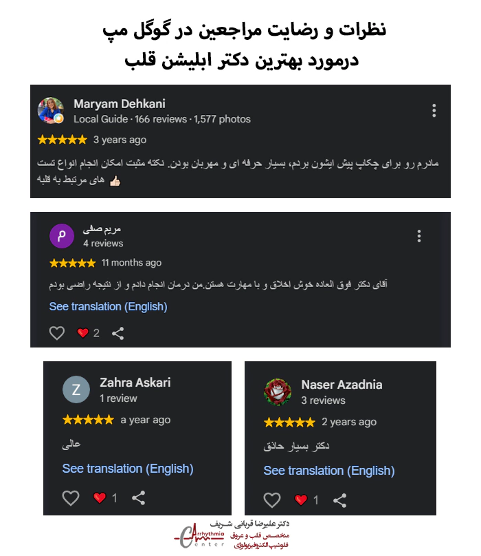 نظرات و رضایت مراجعین در گوگل مپ